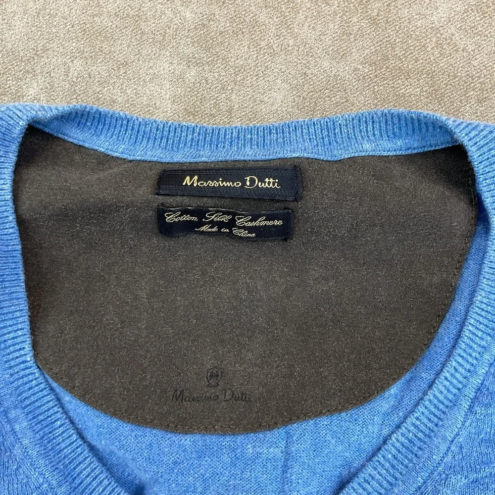 Massimo Dutti Sweater Men Sz M Pullover Cotton Silk Cashmere V-Neck Lightweight